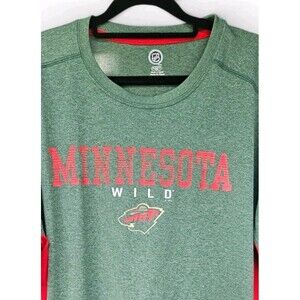 Minnesota Wild Performance TShirt Mens XL Green Red Short Sleeve Athletic NHL